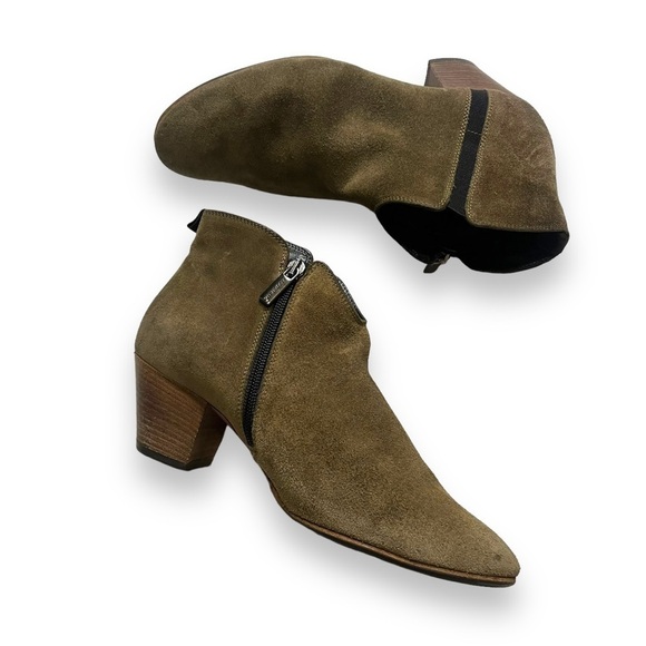 AQUATALIA Women's Suede Made in Italy Army Green Ankle Boots Sz 8.5 - Picture 2 of 8